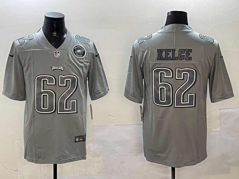 Men Philadelphia Eagles #62 Kelce Grey 2025 Nike Vapor Limited NFL Jersey style 2102